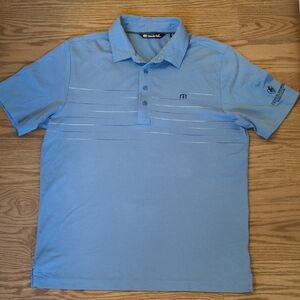 Travis Mathew Men's Size M Blue Horizontal Stripe Golf Polo Shirt